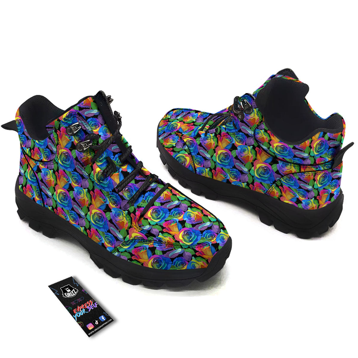 Rainbow Roses LGBT Pride Print Pattern Hiking Shoes-grizzshop