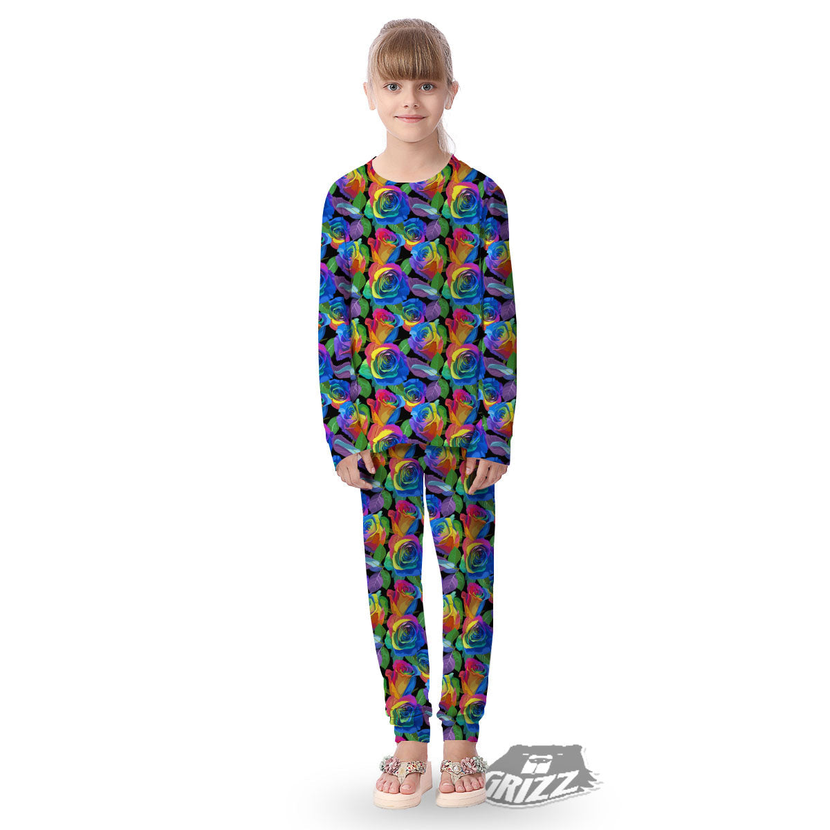 Rainbow Roses LGBT Pride Print Pattern Kid's Pajamas-grizzshop