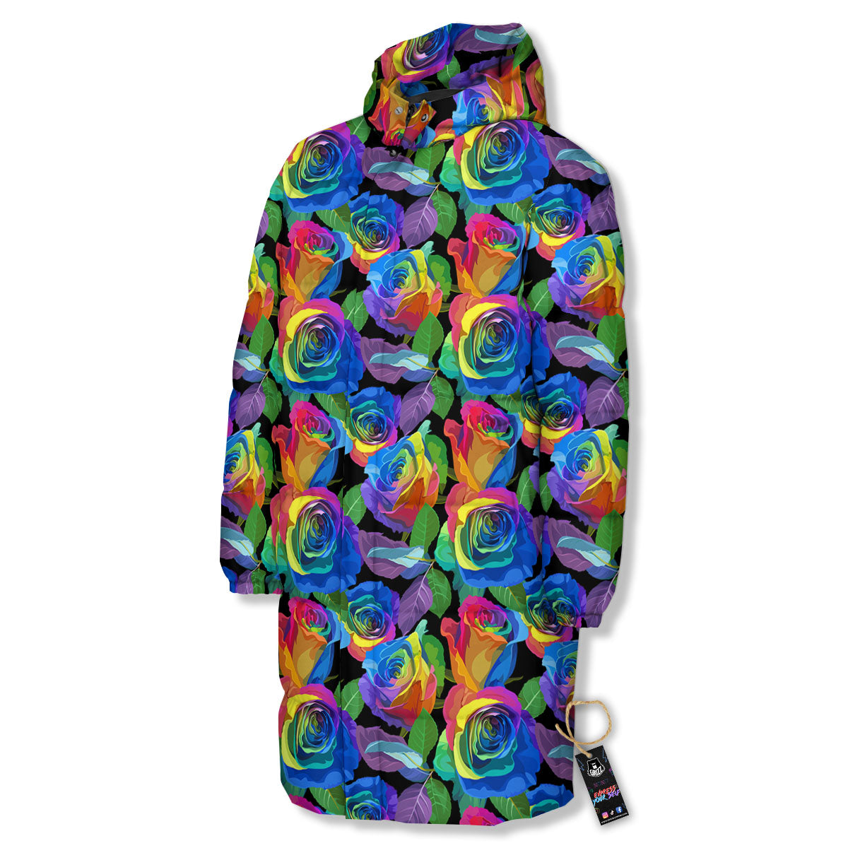 Rainbow Roses LGBT Pride Print Pattern Long Down Jacket-grizzshop