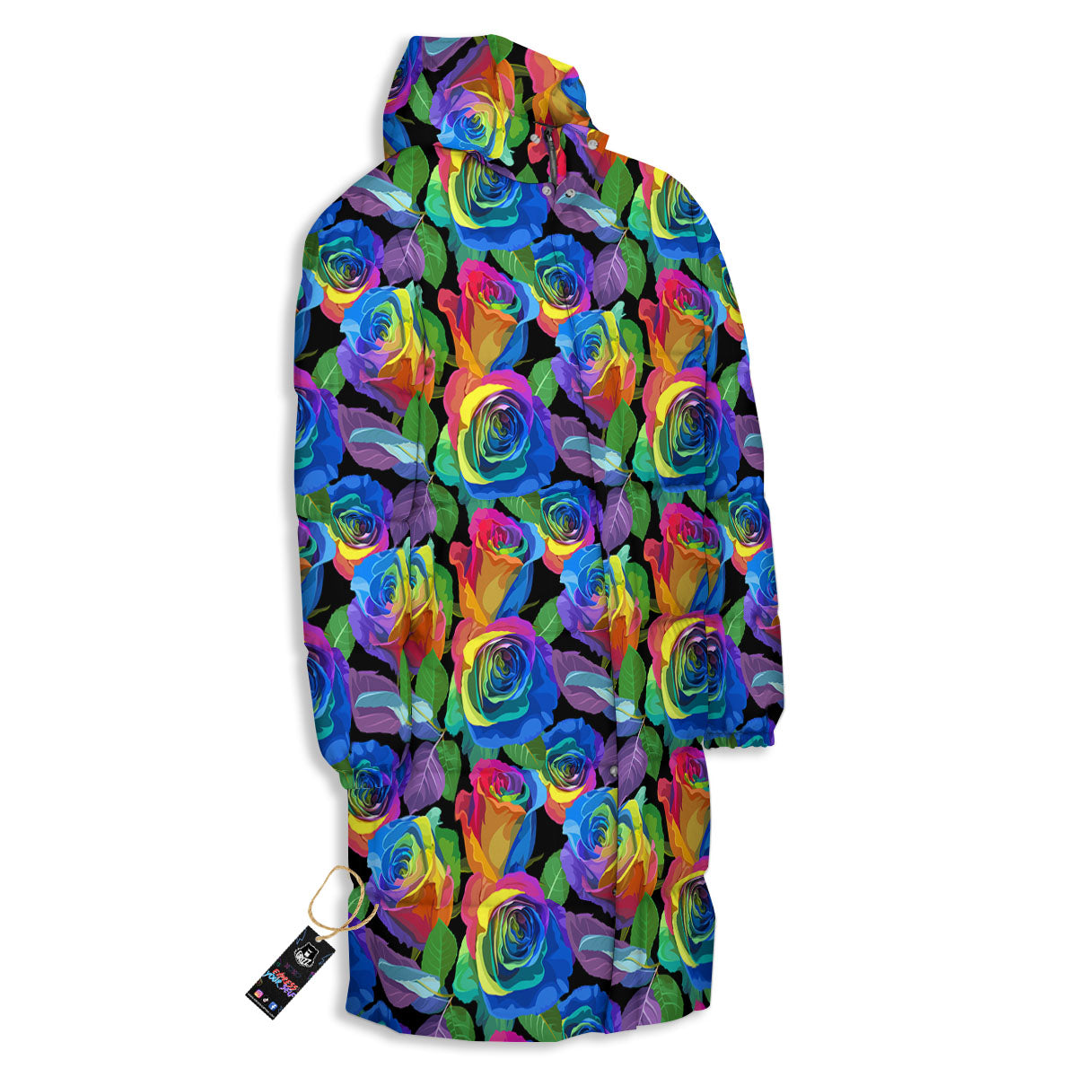 Rainbow Roses LGBT Pride Print Pattern Long Down Jacket-grizzshop