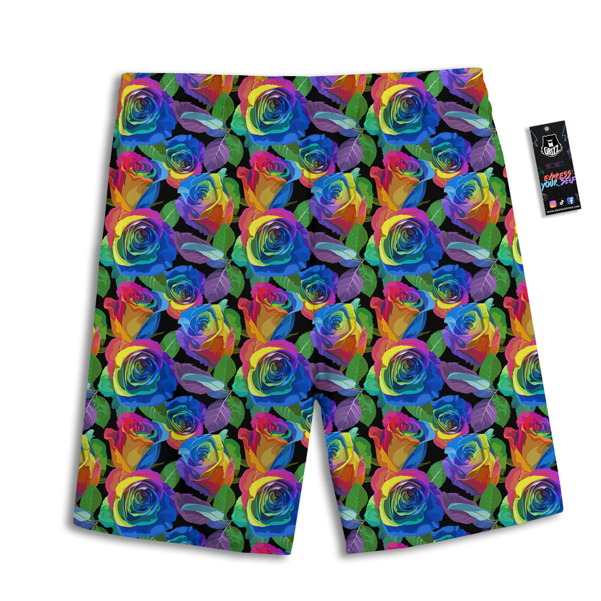 Rainbow Roses LGBT Pride Print Pattern Men's Athletic Shorts