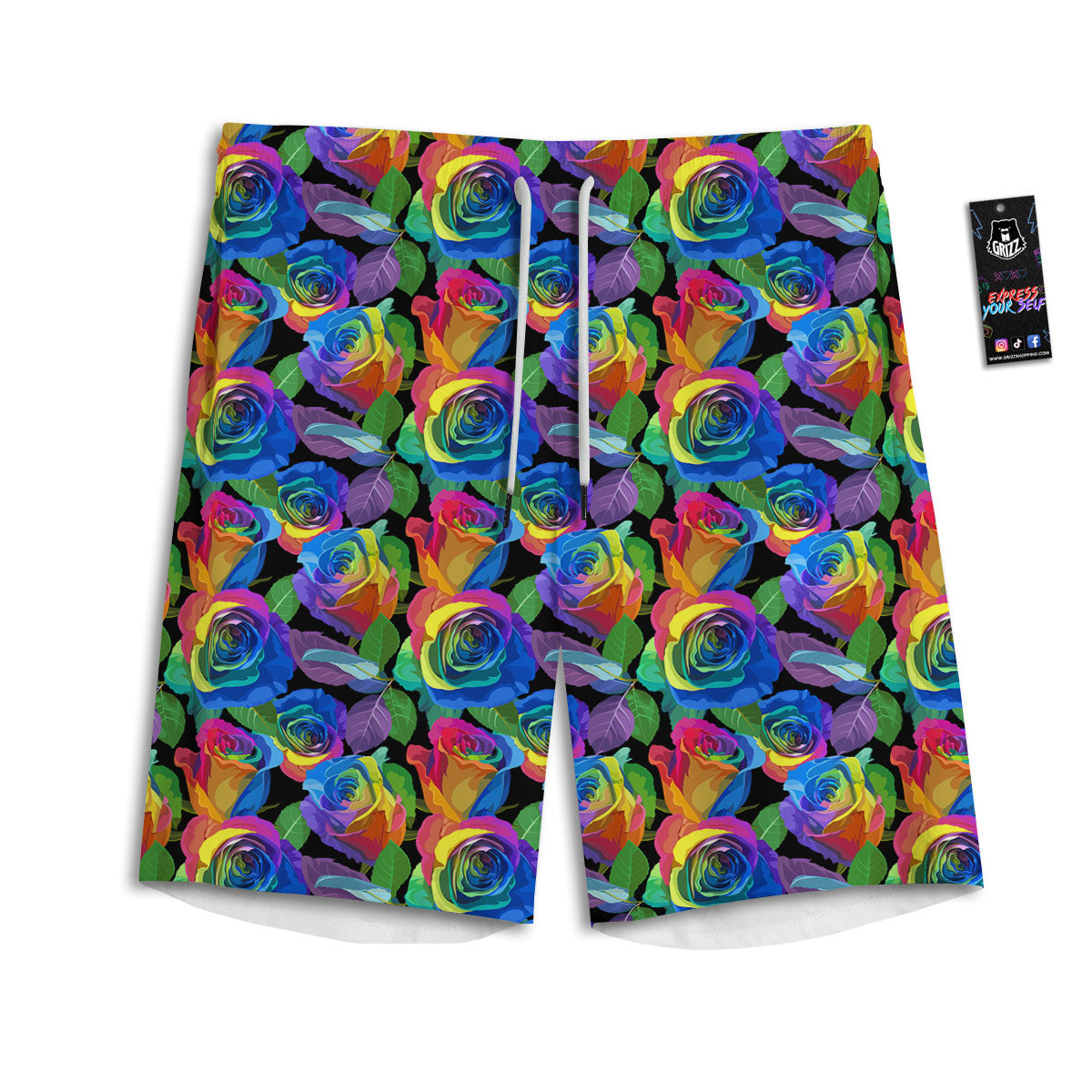 Rainbow Roses LGBT Pride Print Pattern Men's Athletic Shorts