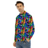 Rainbow Roses LGBT Pride Print Pattern Men's Dress Shirts-grizzshop