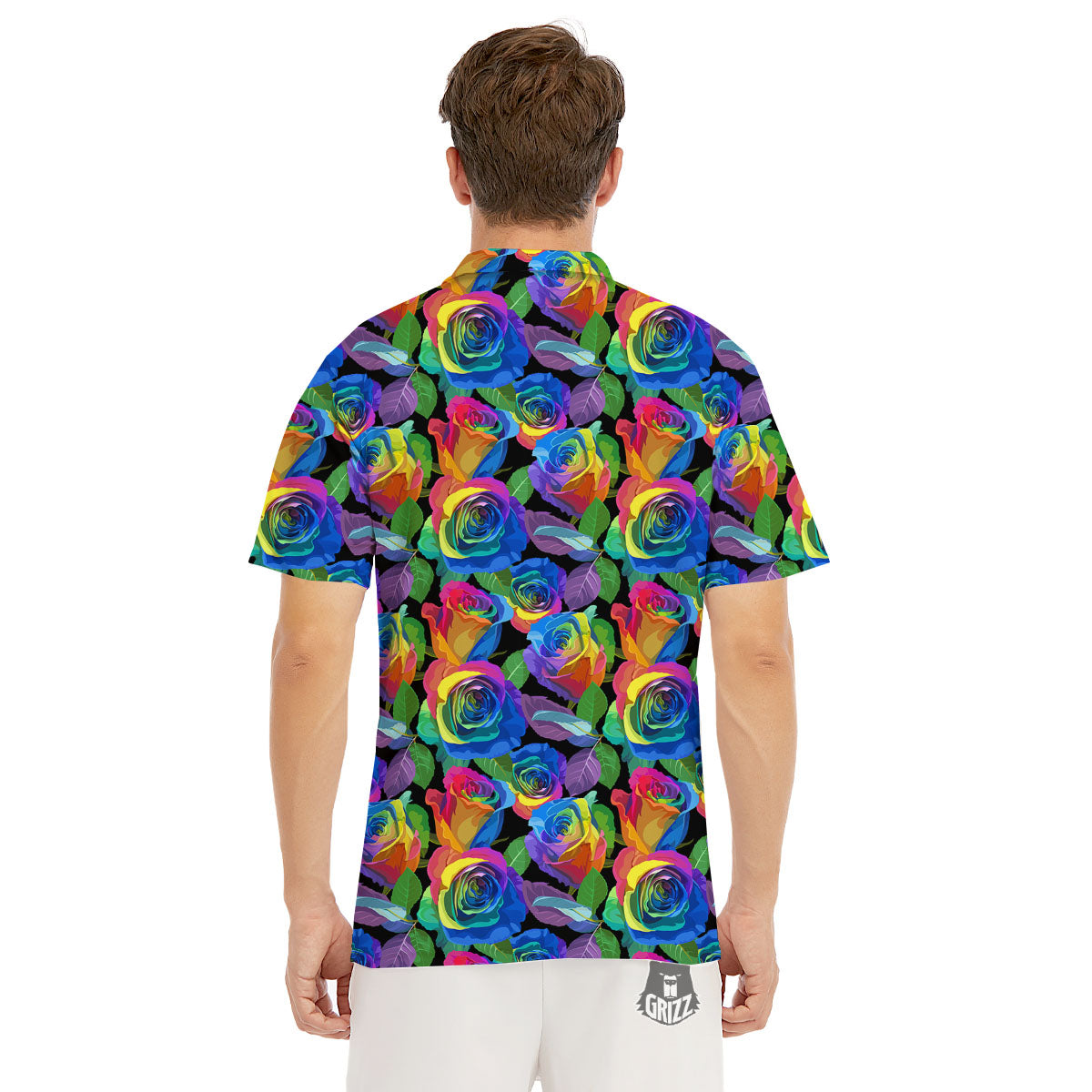 Rainbow Roses LGBT Pride Print Pattern Men's Golf Shirts-grizzshop