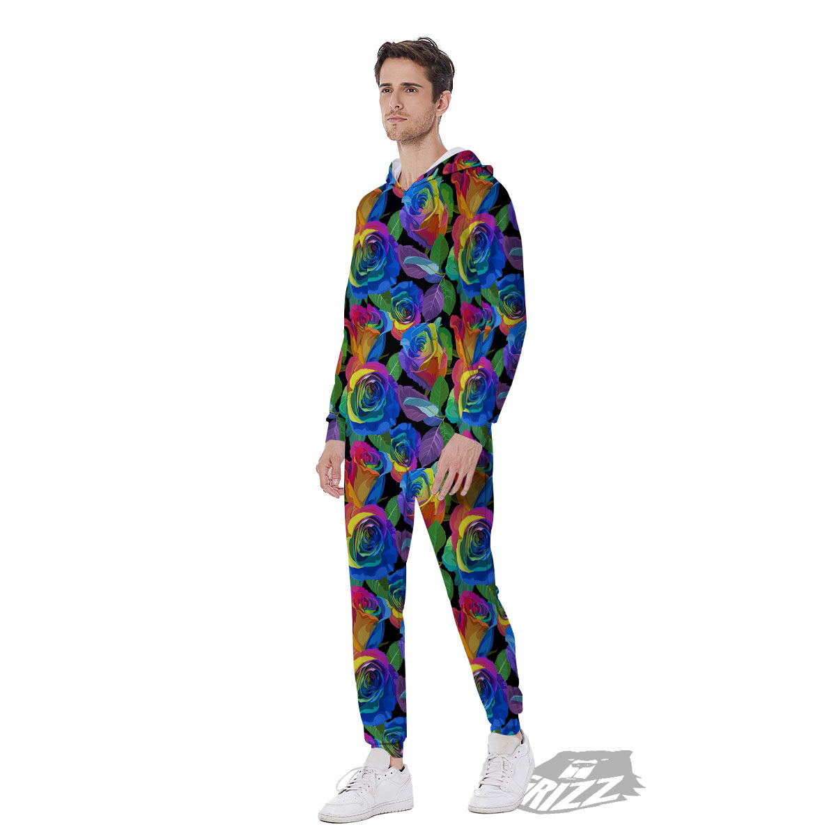 Rainbow Roses LGBT Pride Print Pattern Men's Jumpsuit-grizzshop