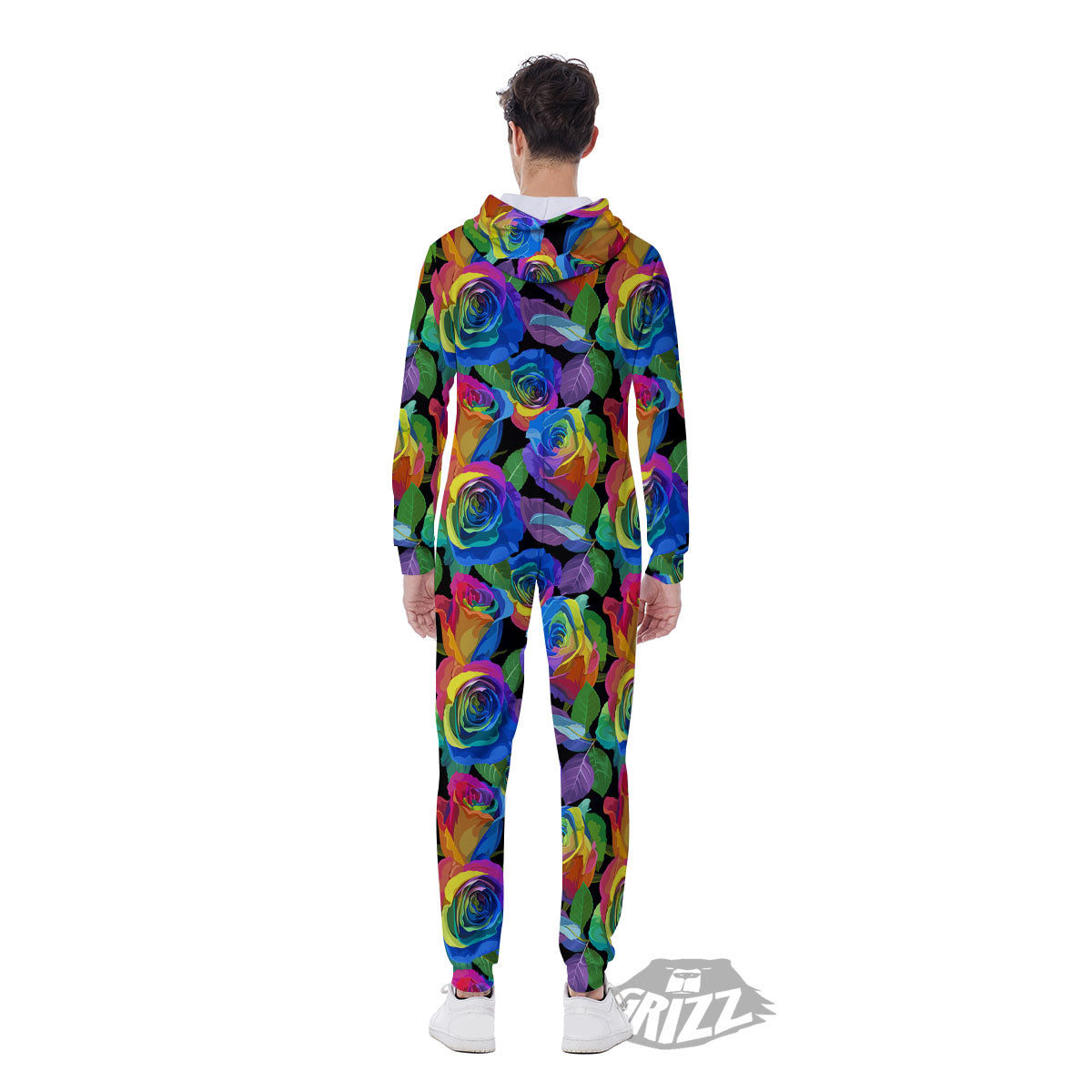 Rainbow Roses LGBT Pride Print Pattern Men's Jumpsuit-grizzshop