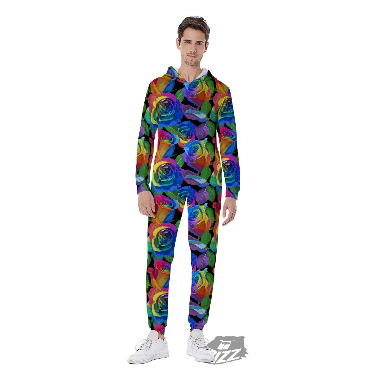 Rainbow Roses LGBT Pride Print Pattern Men's Jumpsuit-grizzshop