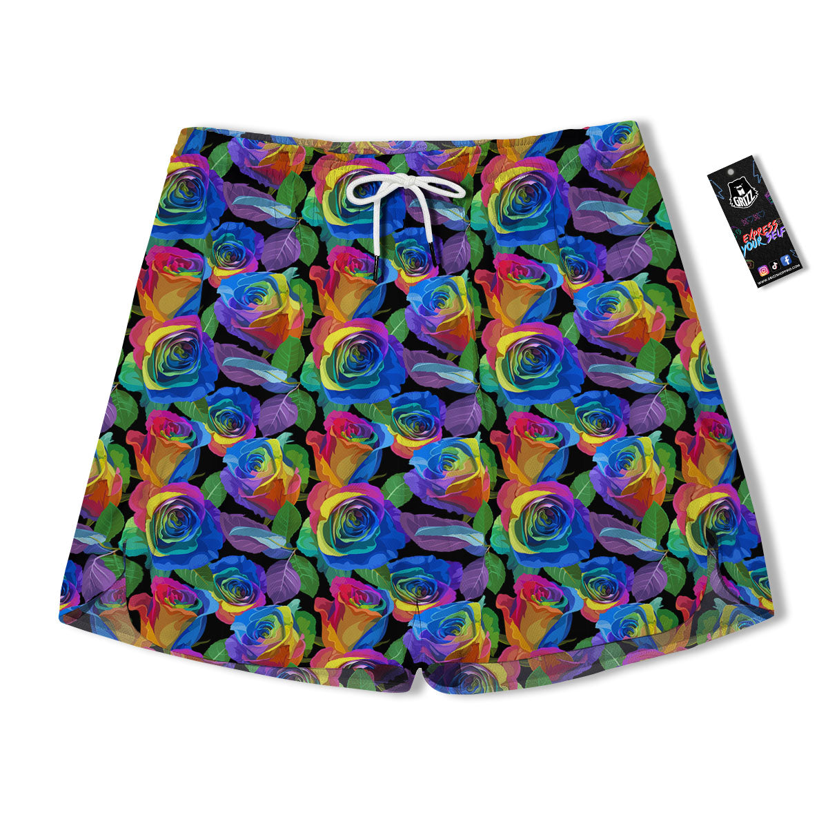 Rainbow Roses LGBT Pride Print Pattern Men's Running Shorts-grizzshop