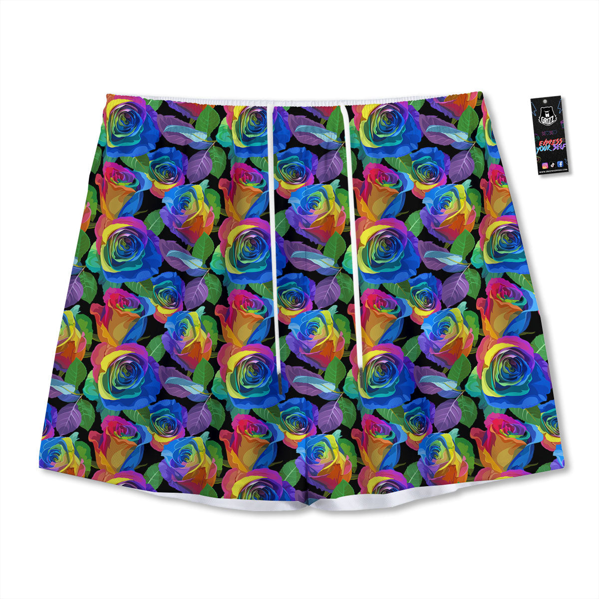 Rainbow Roses LGBT Pride Print Pattern Mesh Shorts