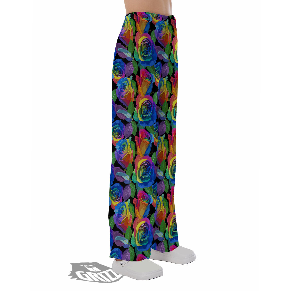 Rainbow Roses LGBT Pride Print Pattern Pajama Pants-grizzshop