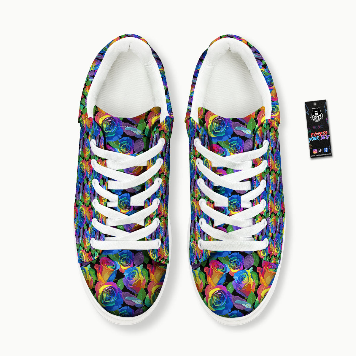 Rainbow Roses LGBT Pride Print Pattern Platform Shoes-grizzshop