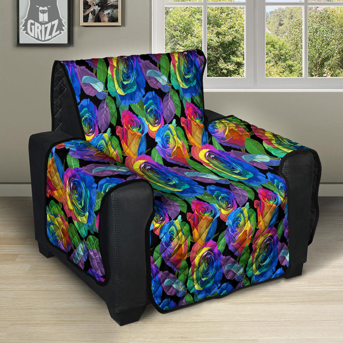 Rainbow Roses LGBT Pride Print Pattern Recliner Protector-grizzshop