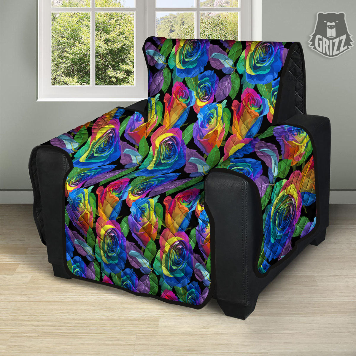 Rainbow Roses LGBT Pride Print Pattern Recliner Protector-grizzshop