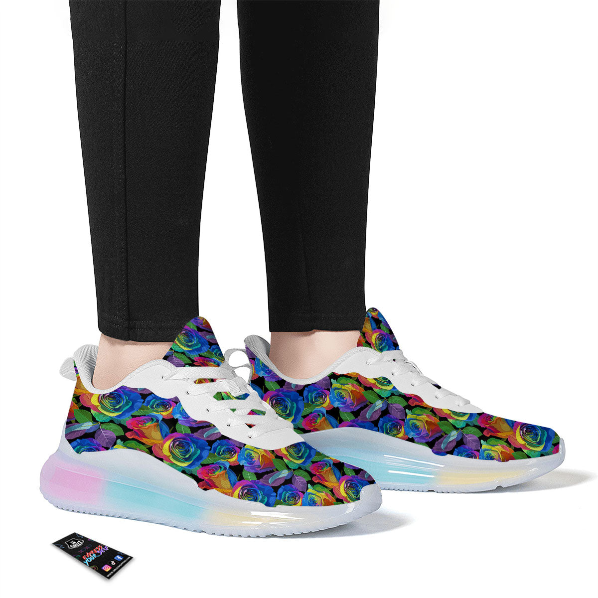 Rainbow Roses LGBT Pride Print Pattern Running Sneakers-grizzshop