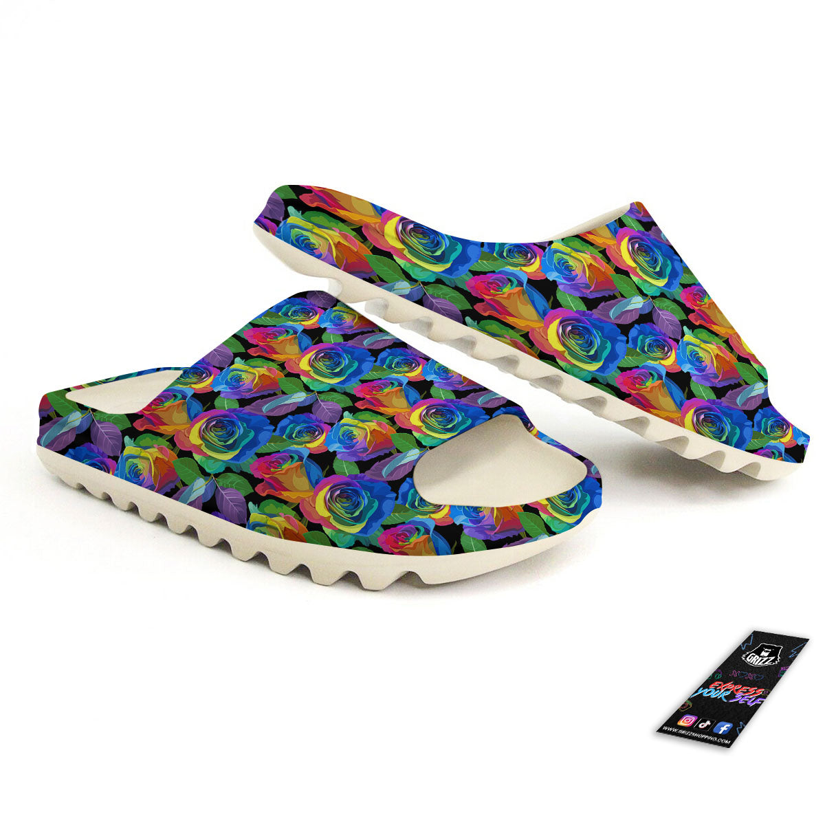 Rainbow Roses LGBT Pride Print Pattern Sandals-grizzshop