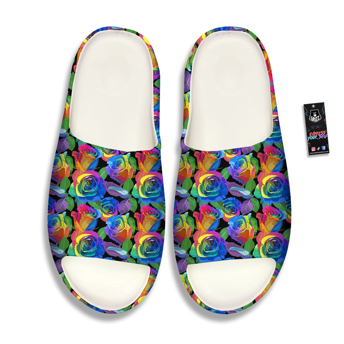 Rainbow Roses LGBT Pride Print Pattern Sandals-grizzshop