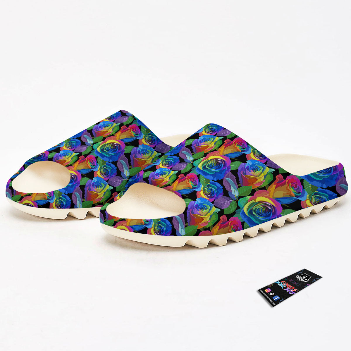 Rainbow Roses LGBT Pride Print Pattern Sandals-grizzshop