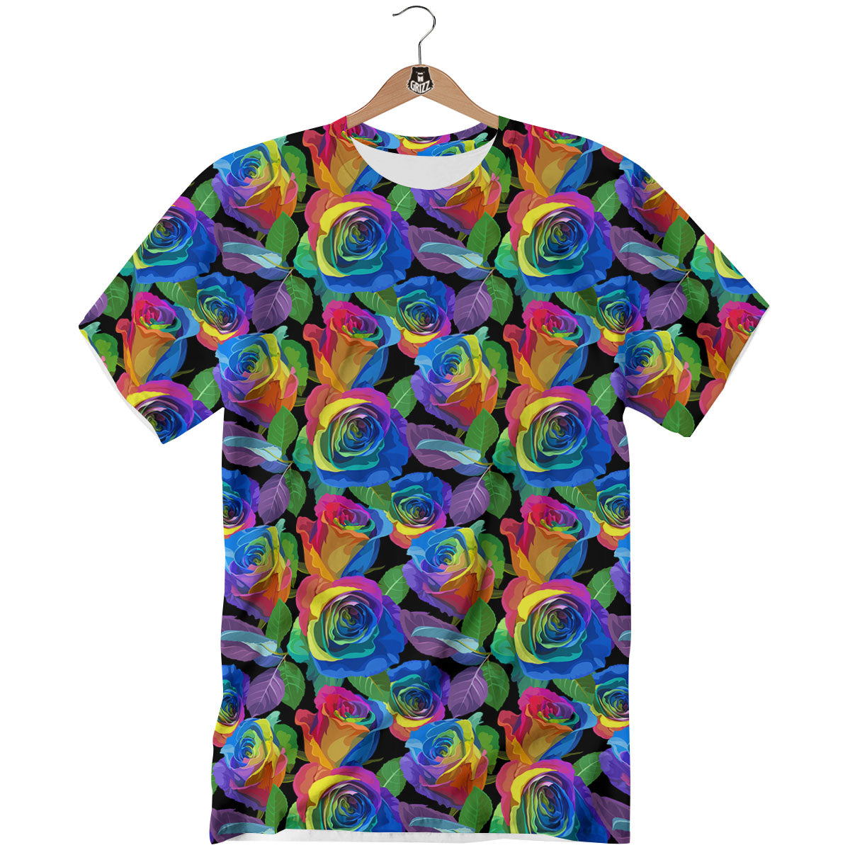 Rainbow Roses LGBT Pride Print Pattern T-Shirt-grizzshop