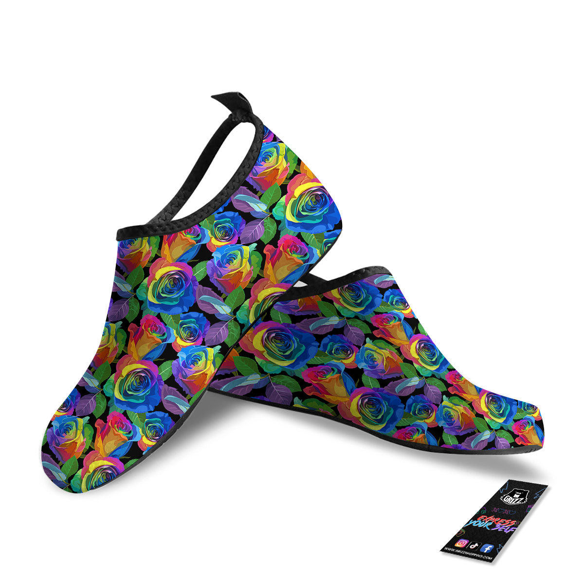 Rainbow Roses LGBT Pride Print Pattern Water Shoes-grizzshop