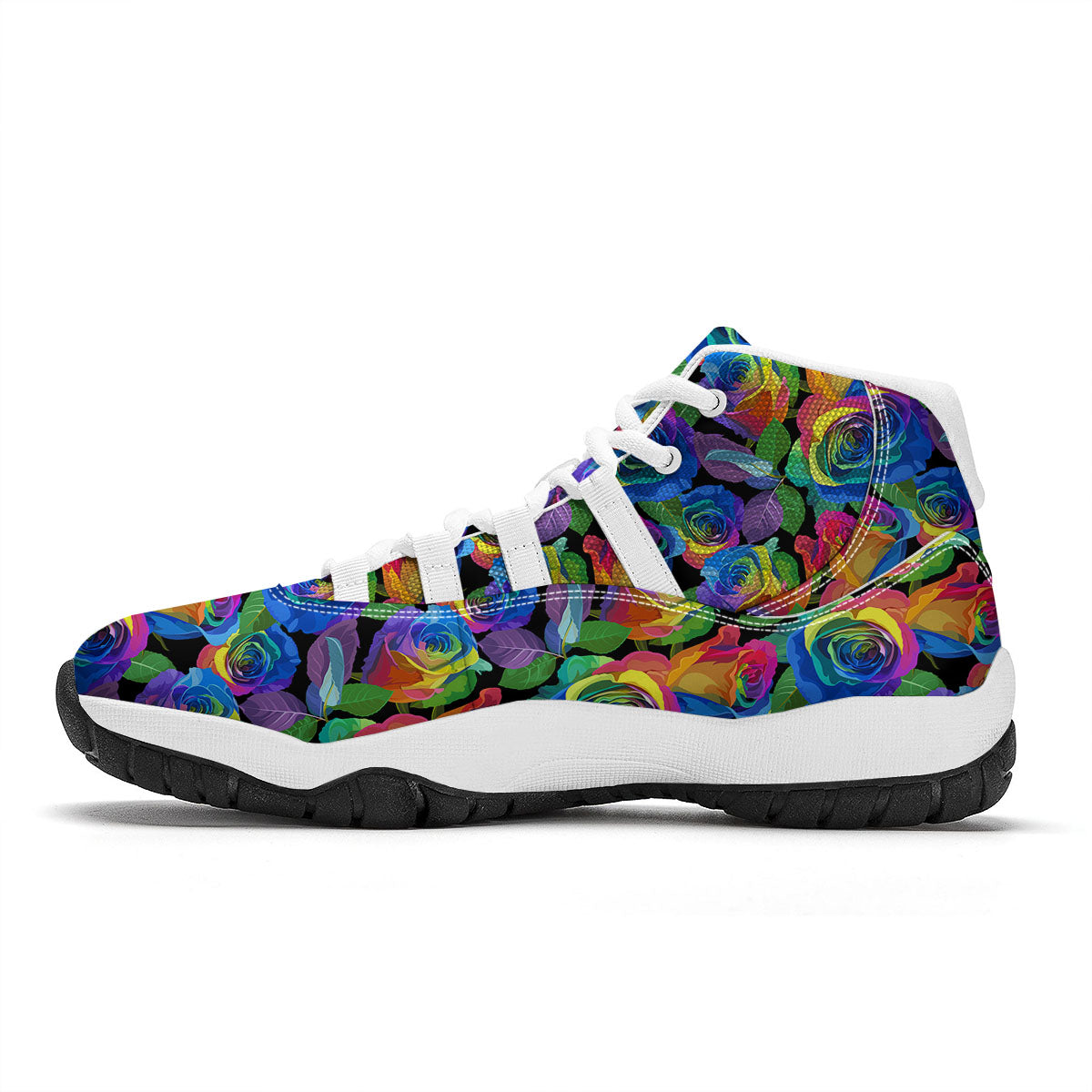 Rainbow Roses LGBT Pride Print Pattern White Bball Shoes-grizzshop