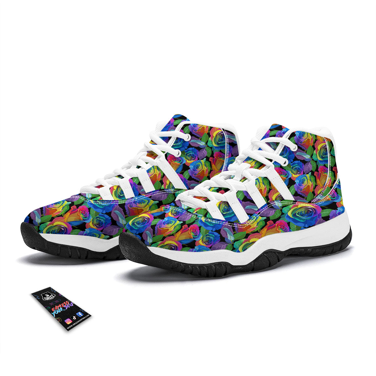 Rainbow Roses LGBT Pride Print Pattern White Bball Shoes-grizzshop