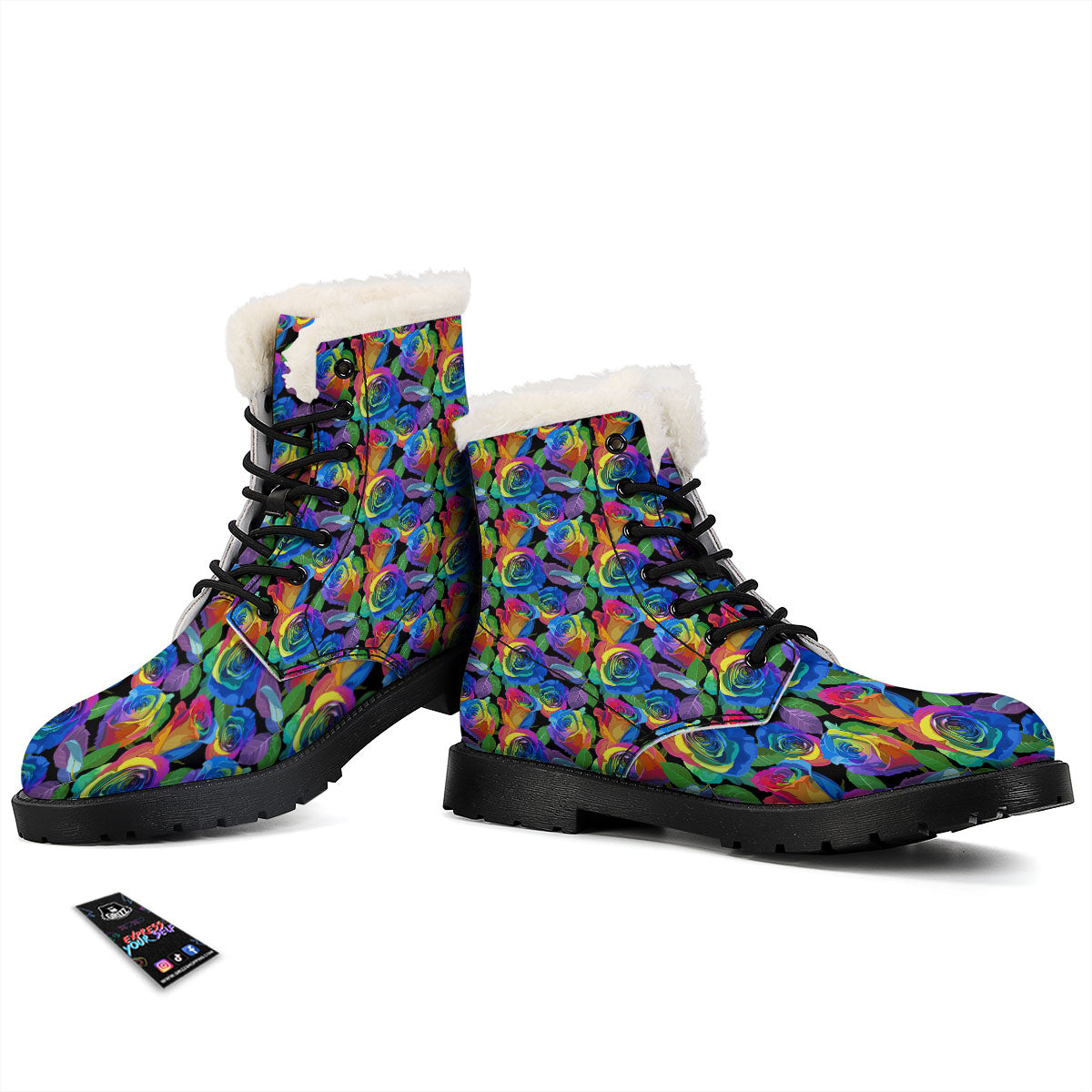 Rainbow Roses LGBT Pride Print Pattern Winter Boots-grizzshop