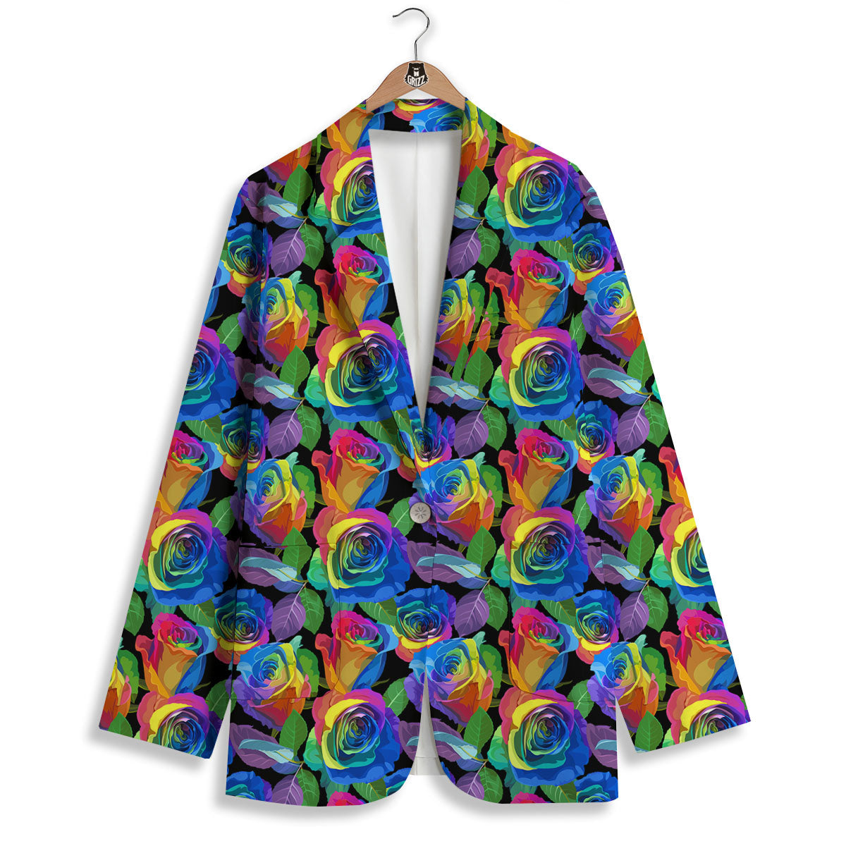 Rainbow Roses LGBT Pride Print Pattern Women's Blazer-grizzshop