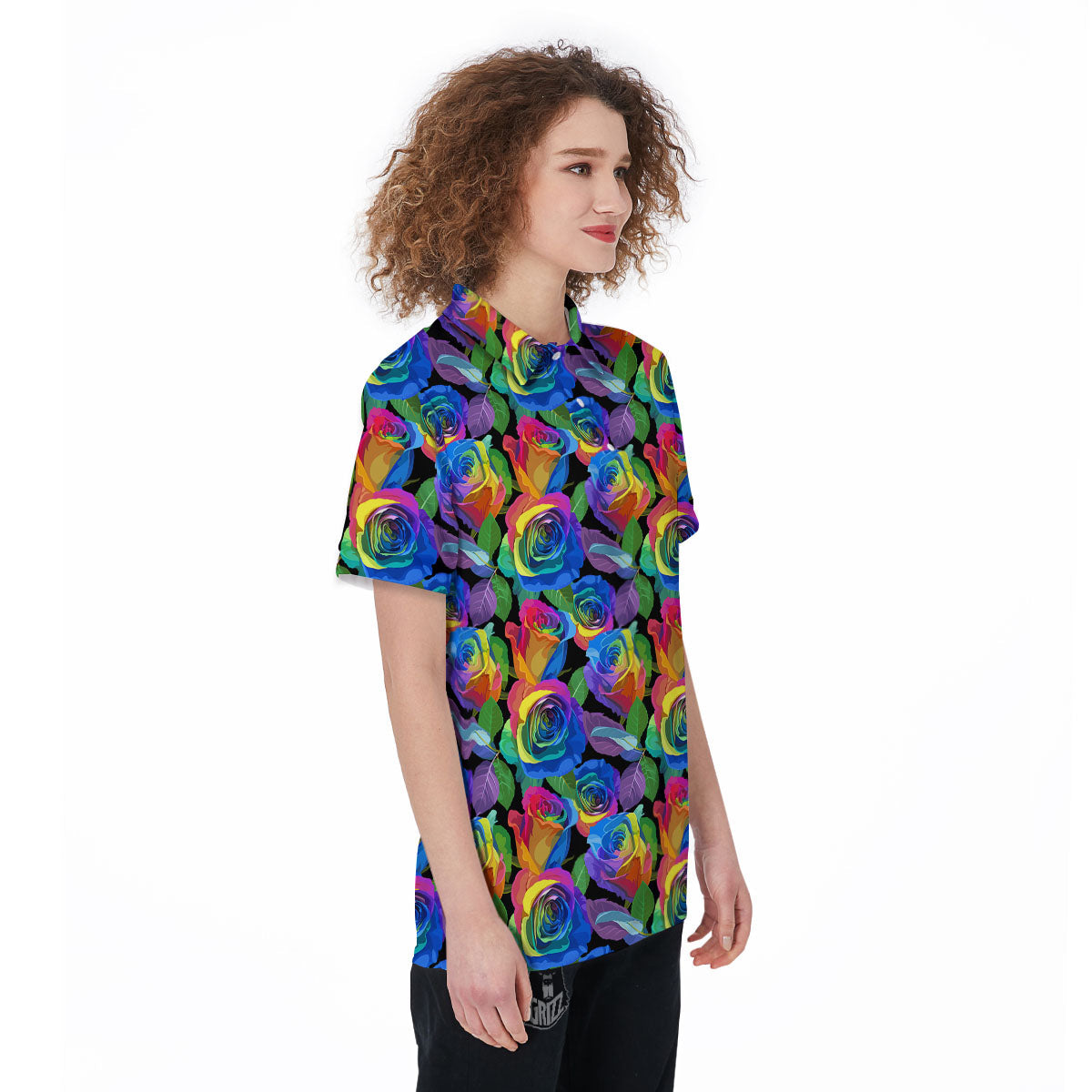 Rainbow Roses LGBT Pride Print Pattern Women's Golf Shirts-grizzshop