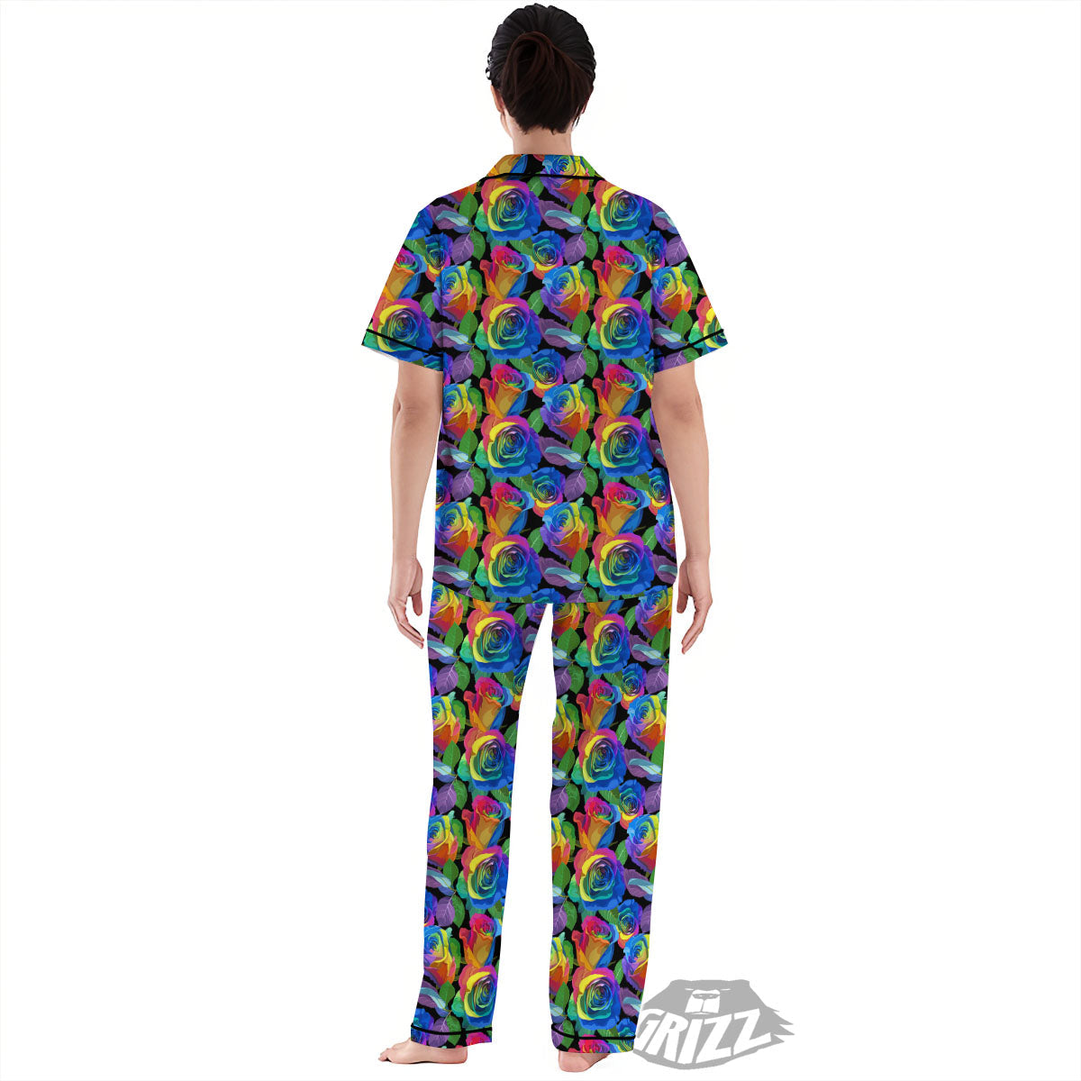 Rainbow Roses LGBT Pride Print Pattern Women's Pajamas Set-grizzshop