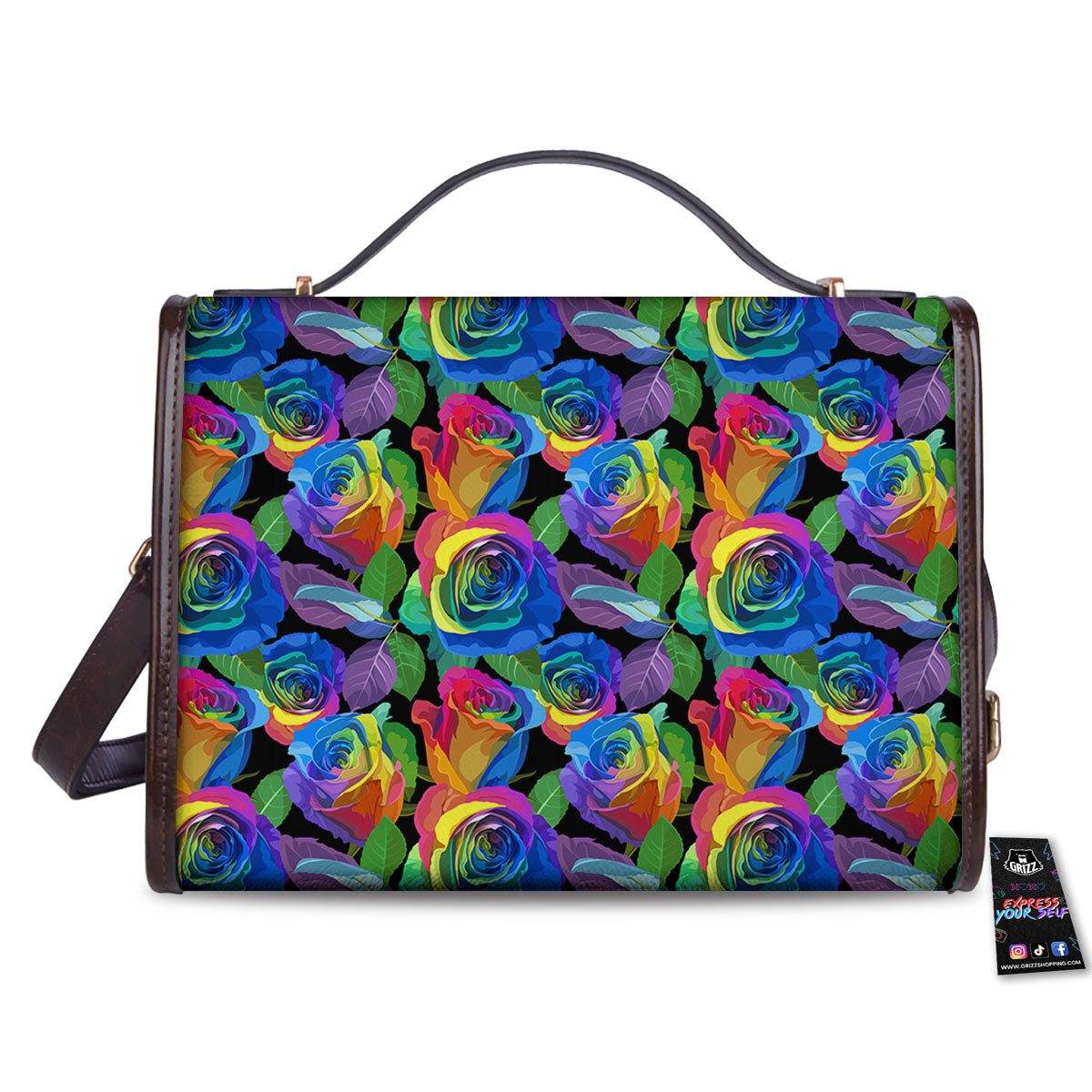 Rainbow Roses LGBT Pride Print Pattern Women's Satchel Bag-grizzshop