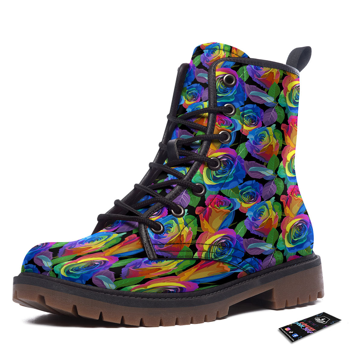 Rainbow Roses LGBT Pride Print Pattern Work Boots-grizzshop