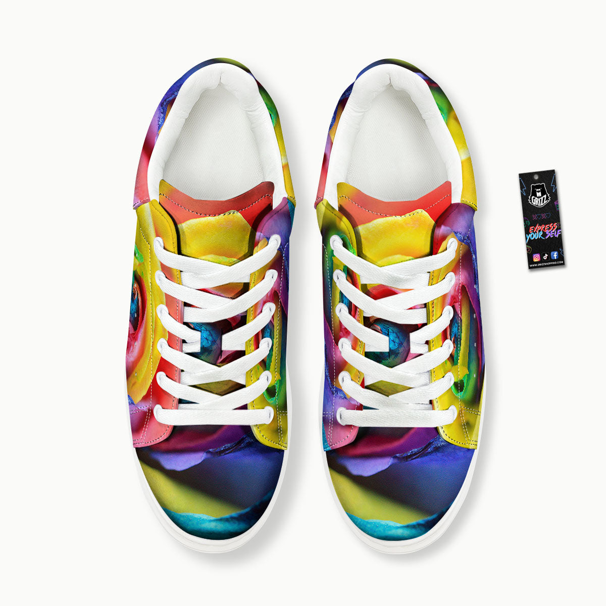 Rainbow Roses LGBT Pride Print Platform Shoes-grizzshop