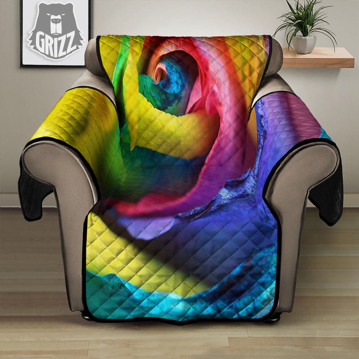 Rainbow Roses LGBT Pride Print Recliner Protector-grizzshop