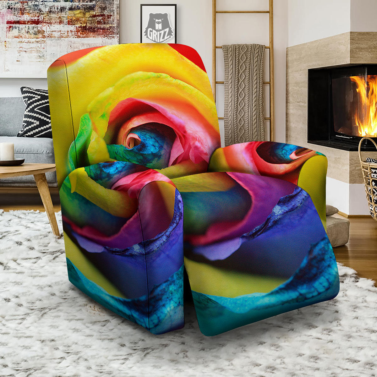 Rainbow Roses LGBT Pride Print Recliner Slipcover-grizzshop