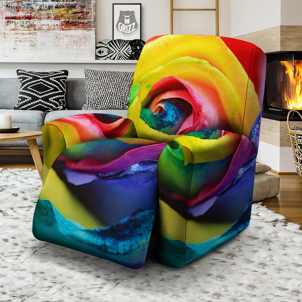 Rainbow Roses LGBT Pride Print Recliner Slipcover-grizzshop