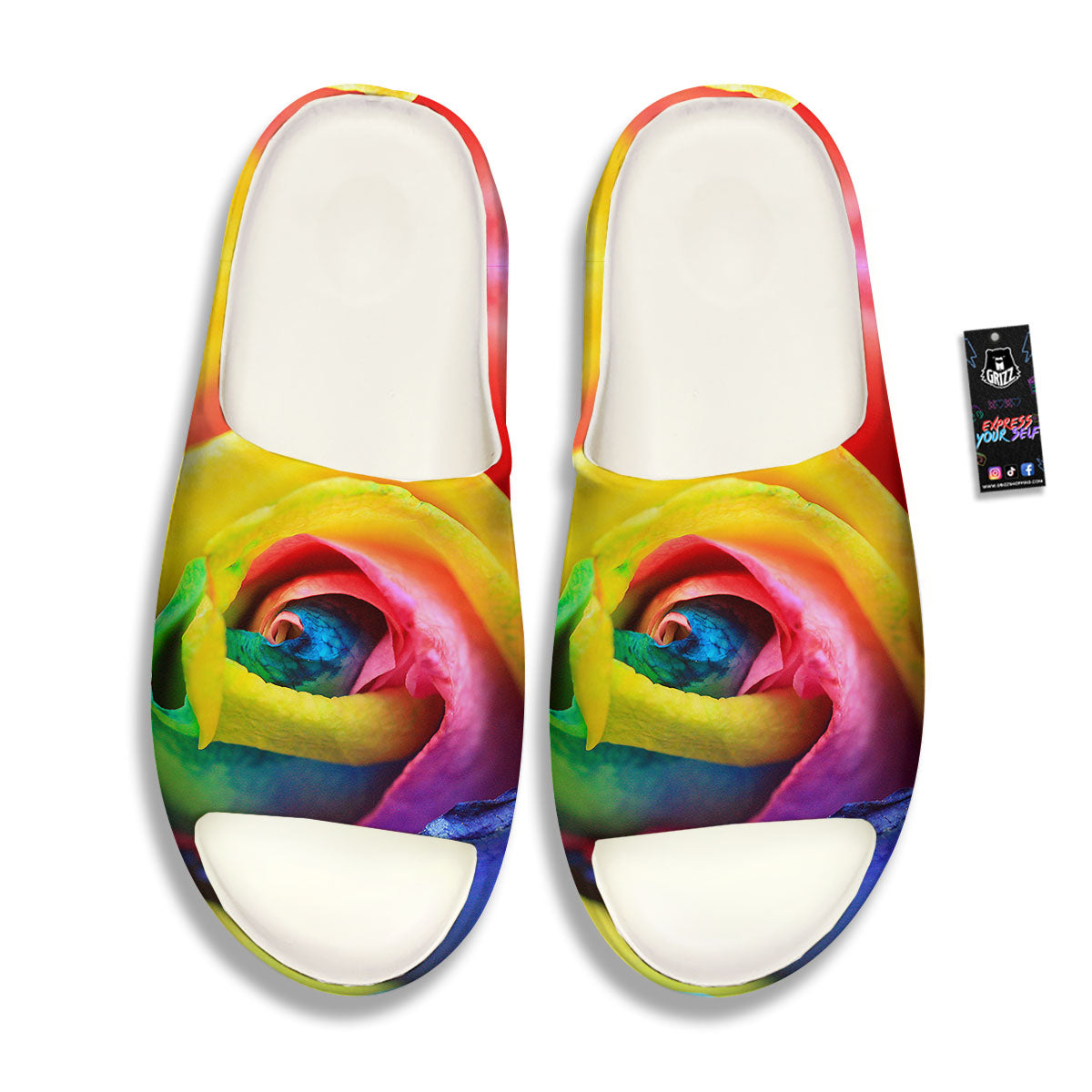 Rainbow Roses LGBT Pride Print Sandals-grizzshop