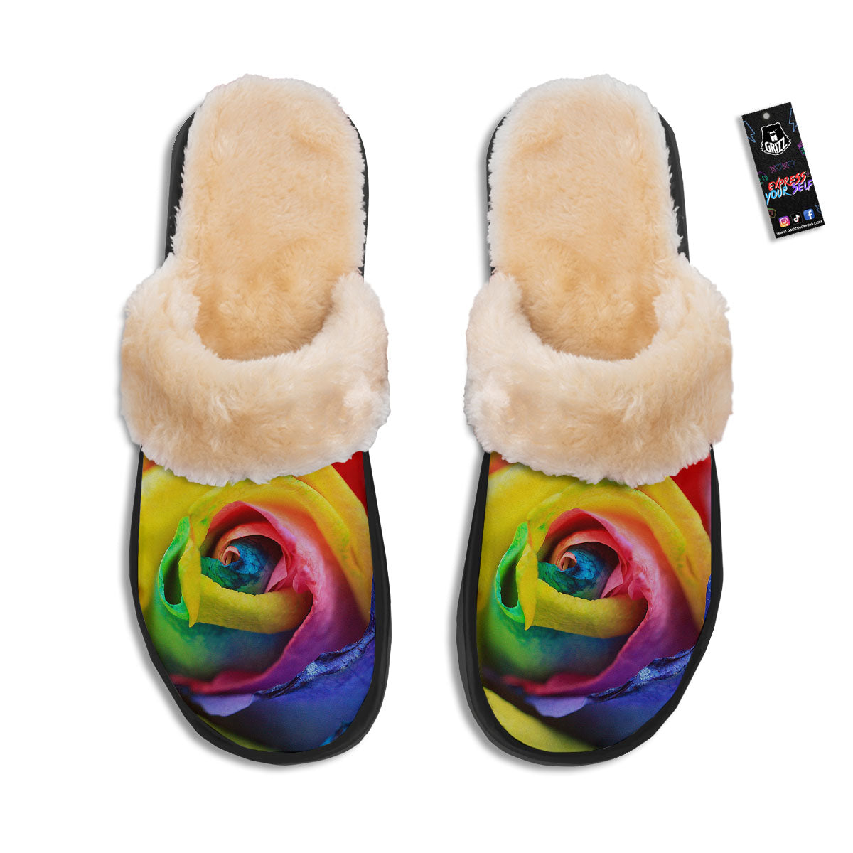 Rainbow Roses LGBT Pride Print Slippers-grizzshop