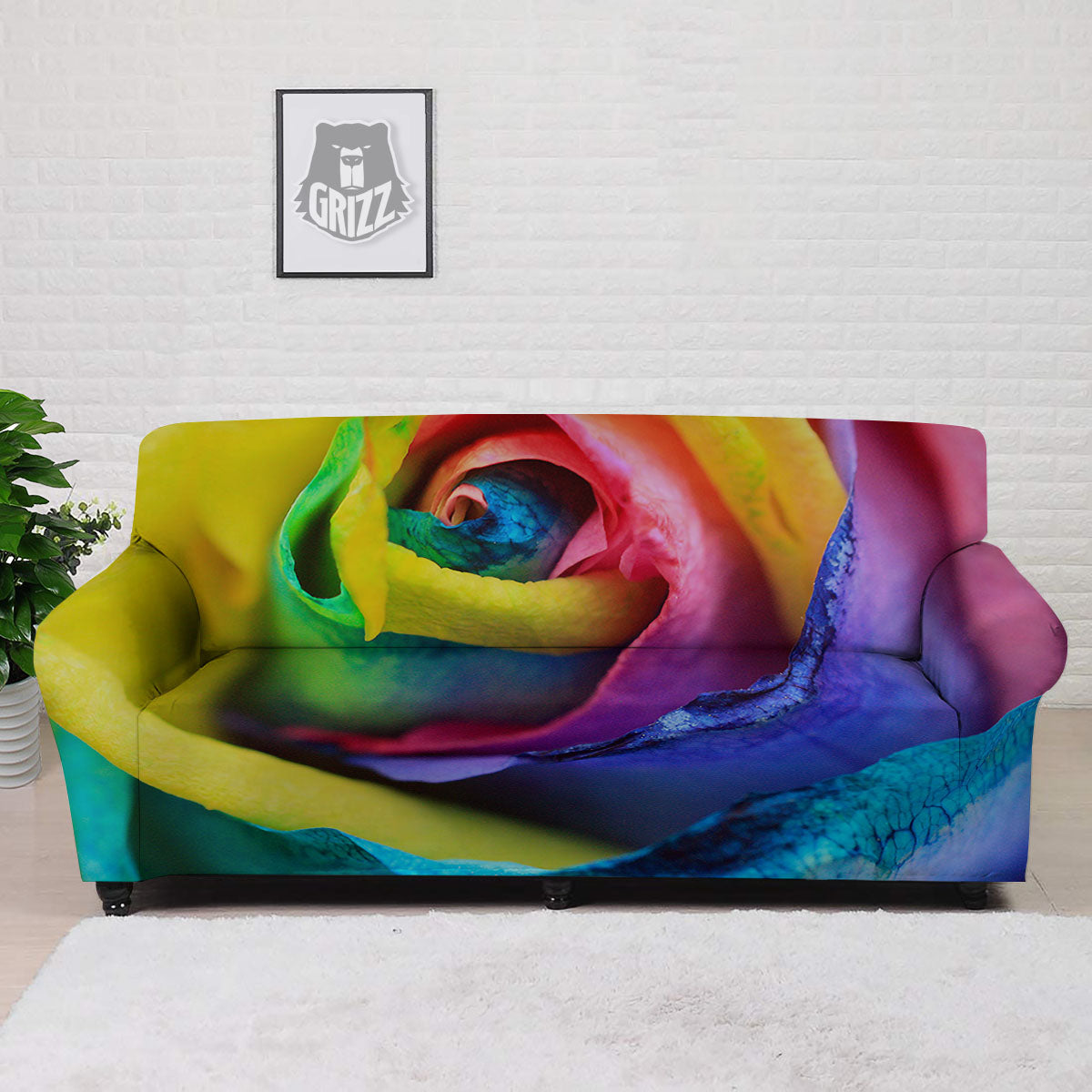 Rainbow Roses LGBT Pride Print Sofa Cover-grizzshop