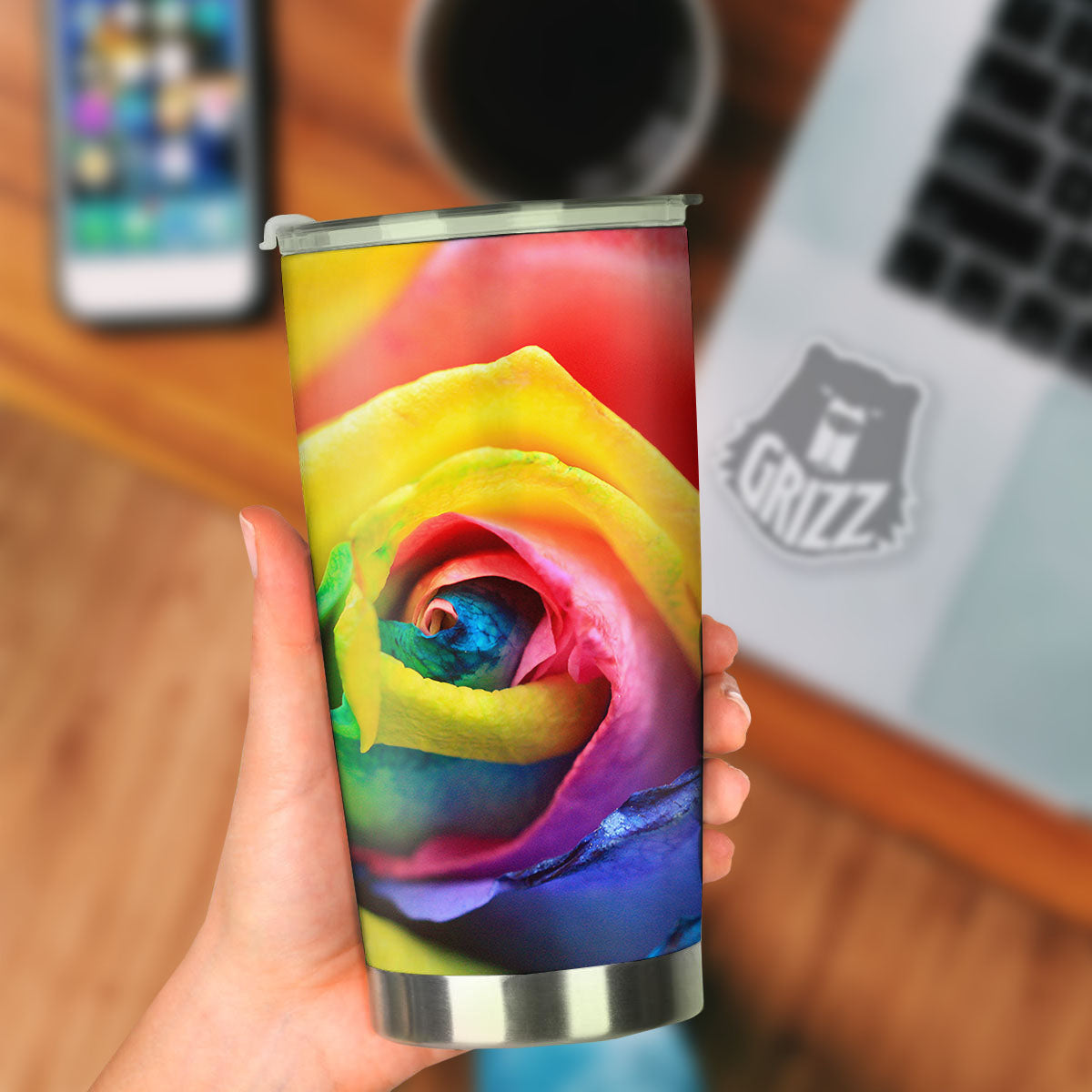 Rainbow Roses LGBT Pride Print Tumbler-grizzshop