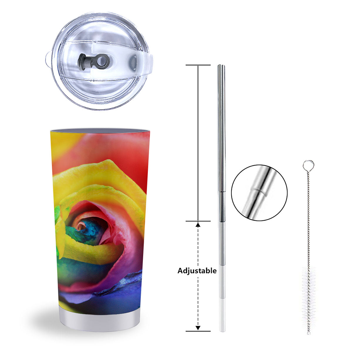 Rainbow Roses LGBT Pride Print Tumbler-grizzshop