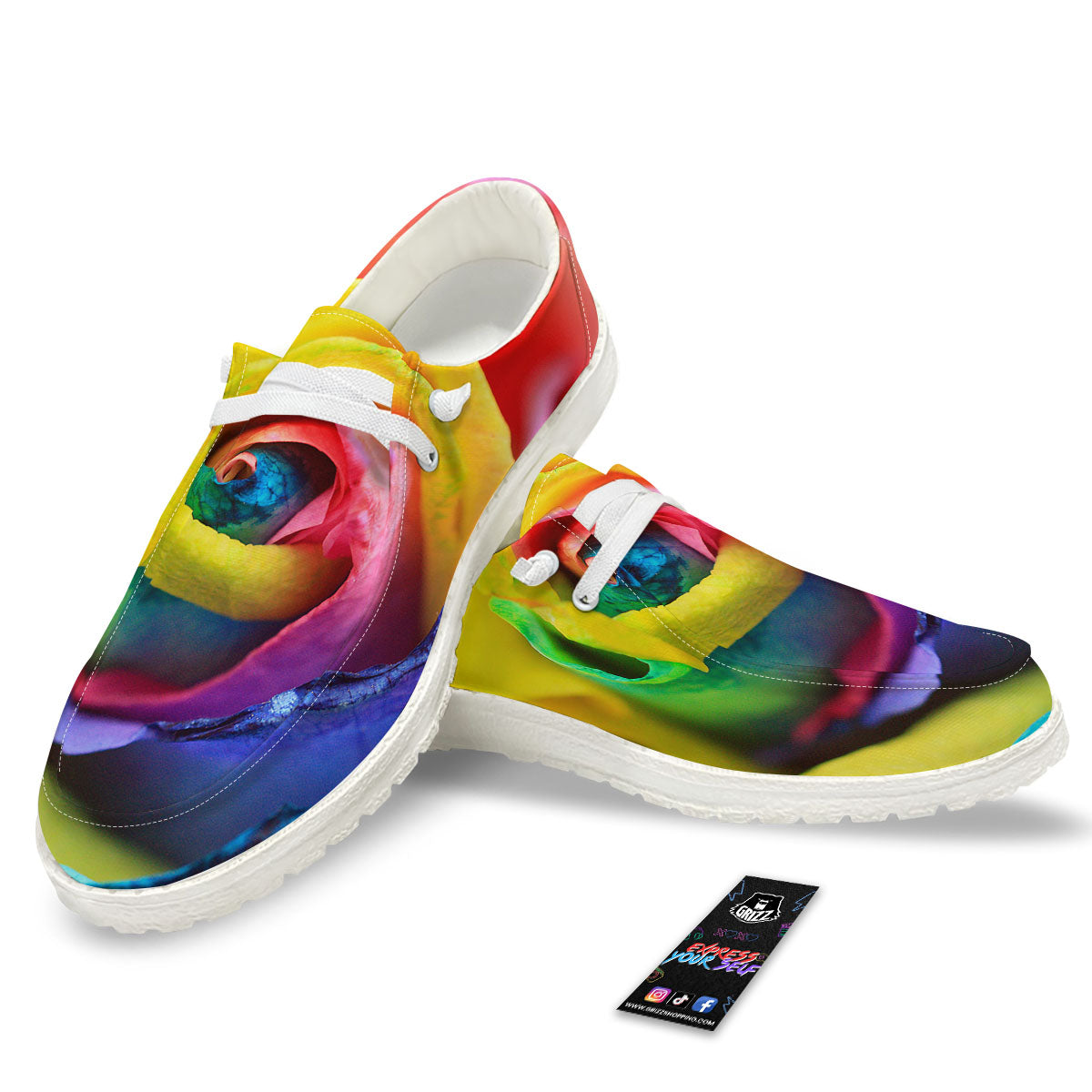 Rainbow Roses LGBT Pride Print White Loafers-grizzshop