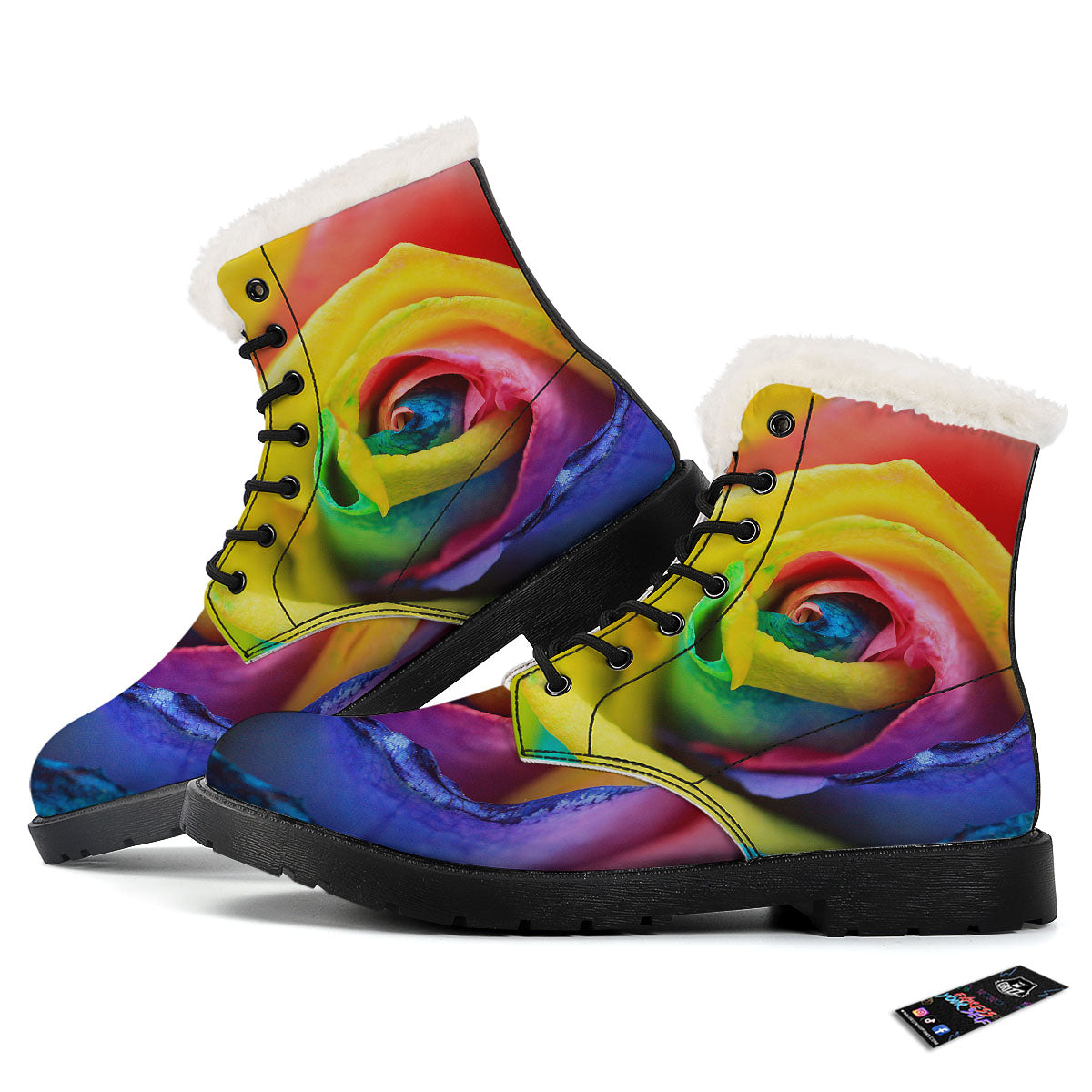 Rainbow Roses LGBT Pride Print Winter Boots-grizzshop