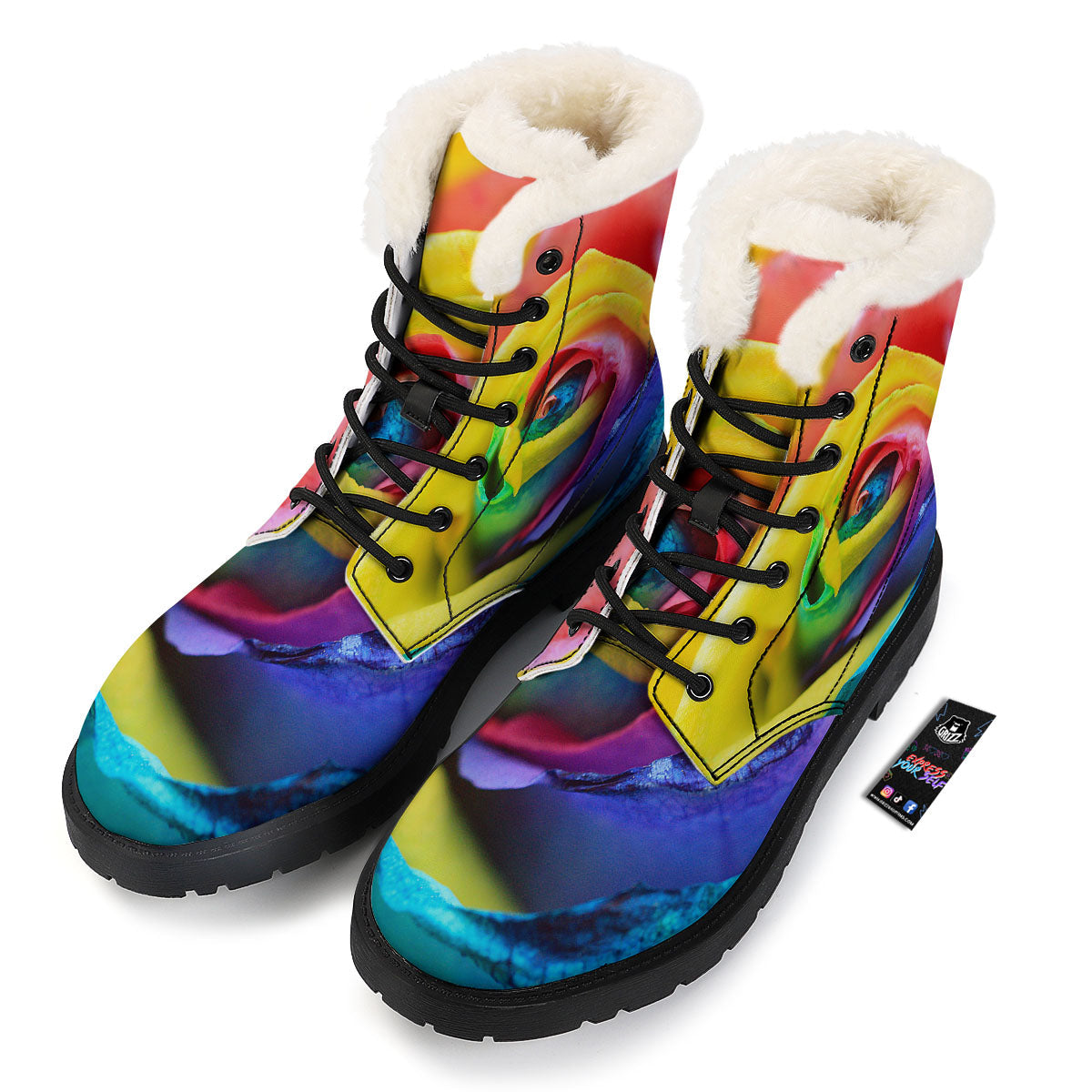 Rainbow Roses LGBT Pride Print Winter Boots-grizzshop