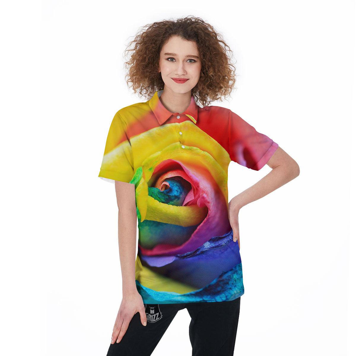 Rainbow Roses LGBT Pride Print Women's Golf Shirts-grizzshop