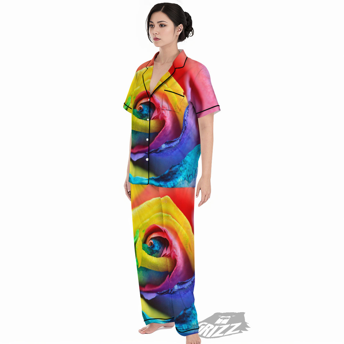 Rainbow Roses LGBT Pride Print Women's Pajamas Set-grizzshop