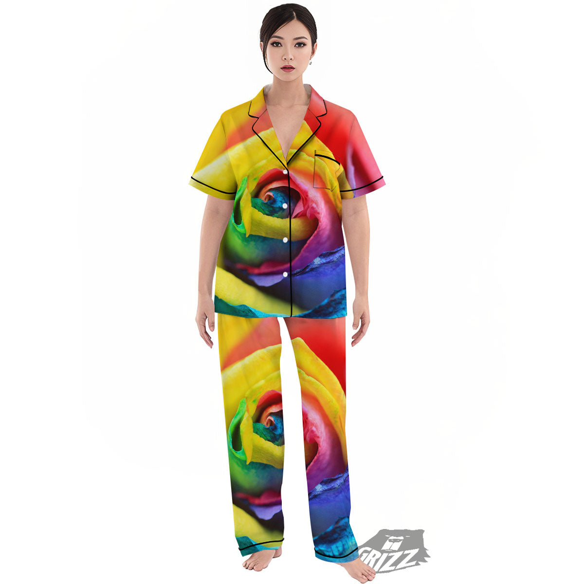 Rainbow Roses LGBT Pride Print Women's Pajamas Set-grizzshop