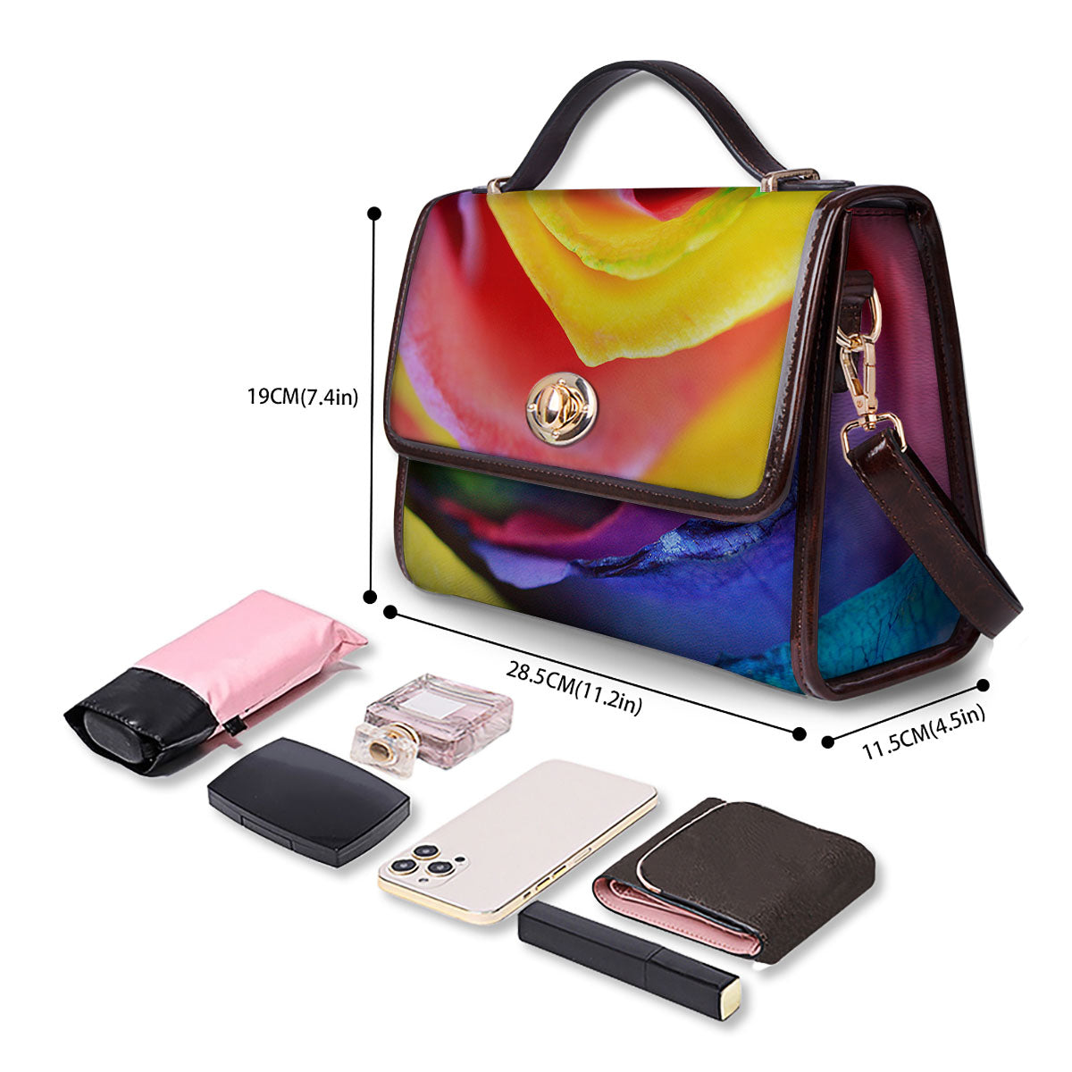 Rainbow Roses LGBT Pride Print Women's Satchel Bag-grizzshop