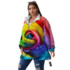 Rainbow Roses LGBT Pride Print Women's Sherpa Jacket-grizzshop