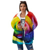 Rainbow Roses LGBT Pride Print Women's Sherpa Jacket-grizzshop