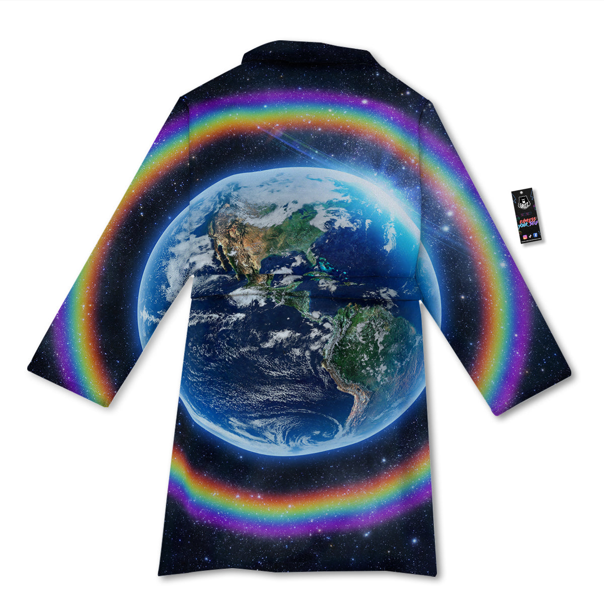 Rainbow The Earth Print Bathrobe-grizzshop
